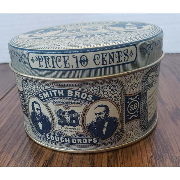 Smith Bro's Cough Drops Vintage Antique Advertising Tin Trinket Stash Box - Picture 2 of 8